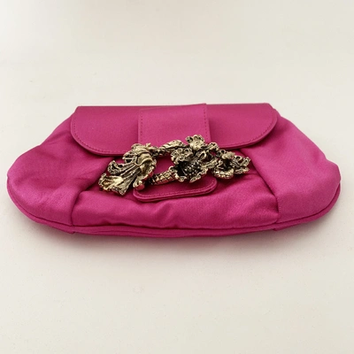 Pre-owned Roberto Cavalli Silk Clutch Bag In Pink