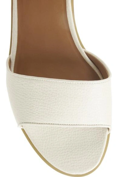 Shop Givenchy Shark Lock Textured-leather Sandals In White