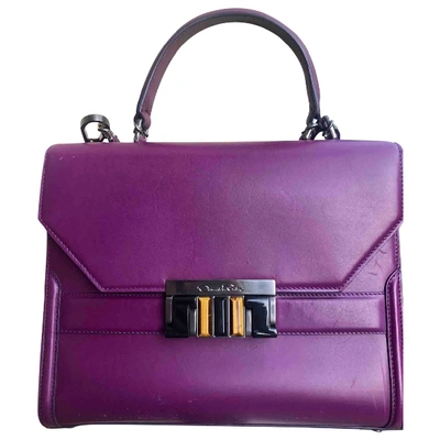 Pre-owned Oscar De La Renta Leather Handbag In Purple