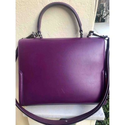 Pre-owned Oscar De La Renta Leather Handbag In Purple