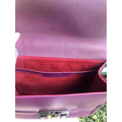 Pre-owned Oscar De La Renta Leather Handbag In Purple