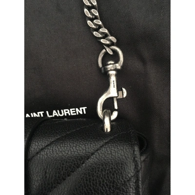 Pre-owned Saint Laurent Baby Monogramme Black Leather Clutch Bag