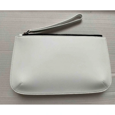 Pre-owned Giorgio Armani Leather Clutch Bag In White