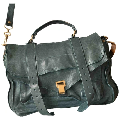 Pre-owned Proenza Schouler Ps1 Large Green Leather Handbags