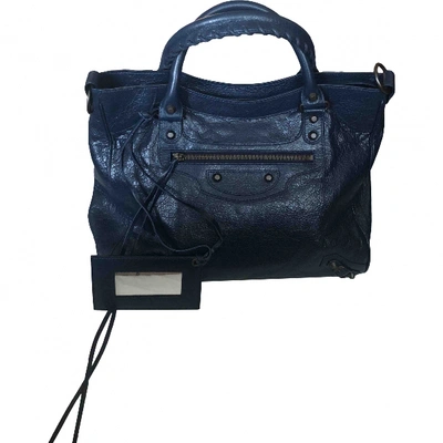 Pre-owned Balenciaga City Blue Leather Handbag