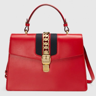 Pre-owned Gucci Sylvie Red Leather Handbag