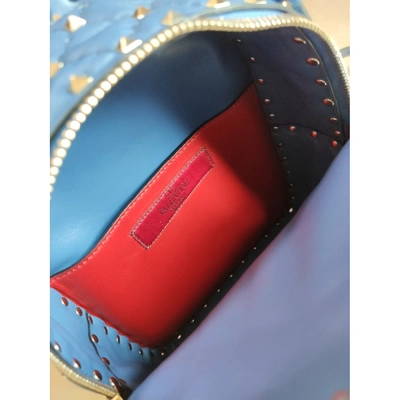 Pre-owned Valentino Garavani Rockstud Spike Blue Leather Backpack