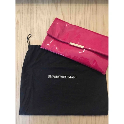 Pre-owned Emporio Armani Patent Leather Clutch Bag In Pink