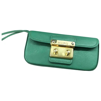 Pre-owned Miu Miu Madras Green Leather Clutch Bag