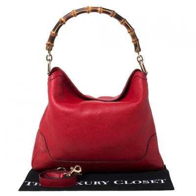 Pre-owned Gucci Bamboo Red Leather Handbag