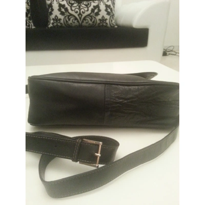 Pre-owned Lanvin Happy Leather Crossbody Bag In Black