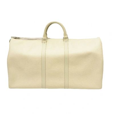 Keepall leather travel bag Louis Vuitton White in Leather - 30332615