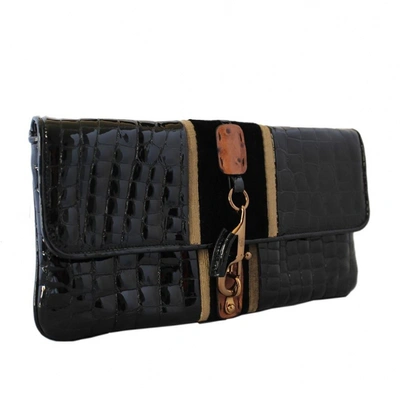 Pre-owned Fay Leather Clutch Bag In Black