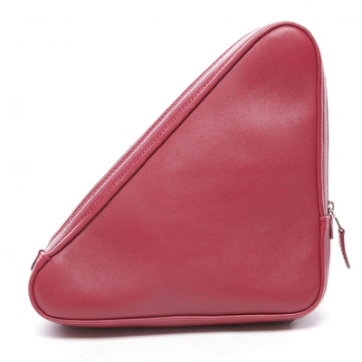 Pre-owned Balenciaga Triangle Leather Clutch Bag In Red