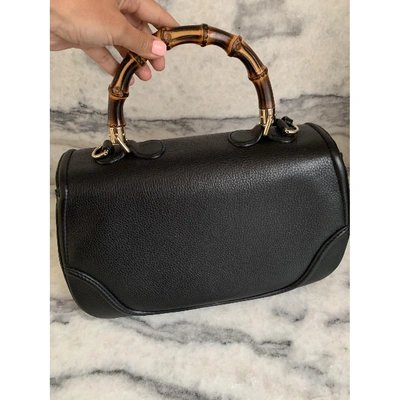 Pre-owned Gucci Bamboo Black Leather Handbag