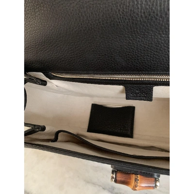 Pre-owned Gucci Bamboo Black Leather Handbag