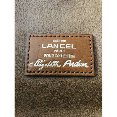 Pre-owned Lancel Cloth Clutch Bag In Camel