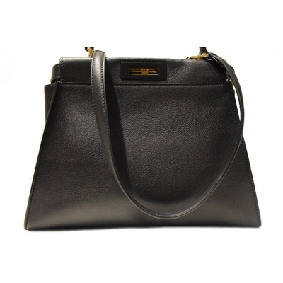 Pre-owned Fendi Peekaboo Regular Pocket Black Leather Handbag
