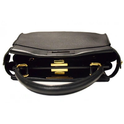 Pre-owned Fendi Peekaboo Regular Pocket Black Leather Handbag