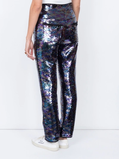 Shop Balmain Sequin Embellished Trousers Blue