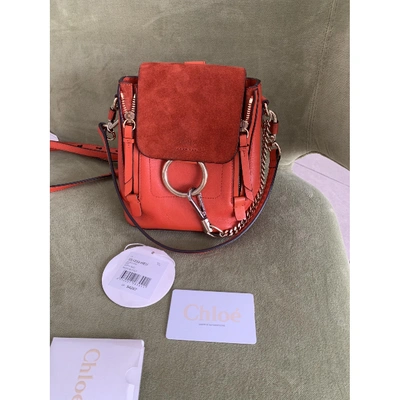 Pre-owned Chloé Faye Red Leather Backpack