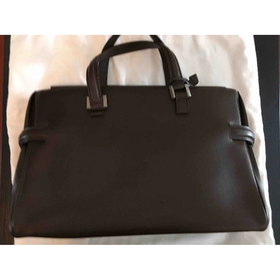 Pre-owned Delvaux Tempête Leather Handbag In Brown
