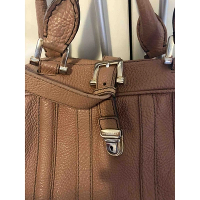 Pre-owned Burberry Leather Travel Bag In Beige