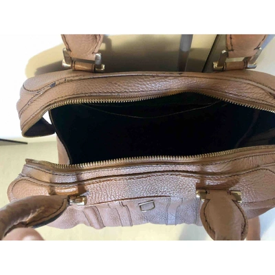 Pre-owned Burberry Leather Travel Bag In Beige