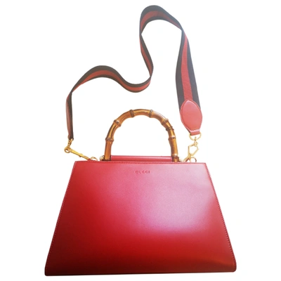 Pre-owned Gucci Nymphaea Leather Handbag In Red