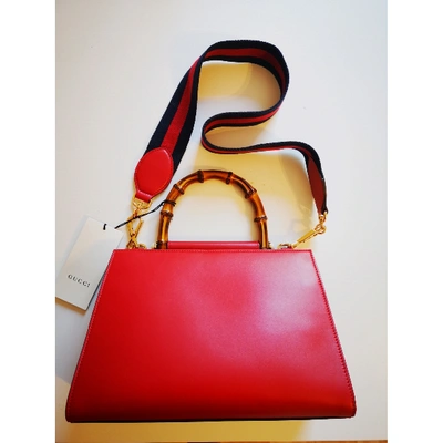 Pre-owned Gucci Nymphaea Leather Handbag In Red