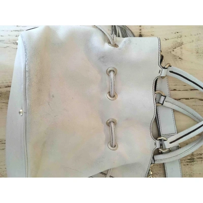 Pre-owned Lancel 1er Flirt Leather Crossbody Bag In Ecru