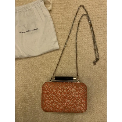 Pre-owned Diane Von Furstenberg Leather Clutch Bag In Orange
