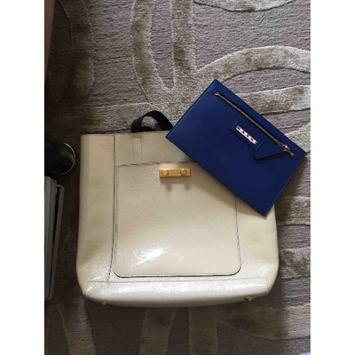 Pre-owned Marni Leather Tote In Ecru