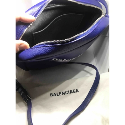 Pre-owned Balenciaga Bb Reporter Blue Leather Handbag