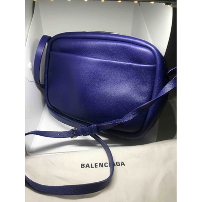 Pre-owned Balenciaga Bb Reporter Blue Leather Handbag