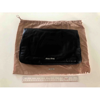 Pre-owned Miu Miu Miu Crystal Black Leather Clutch Bag