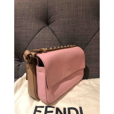 Pre-owned Fendi Baguette Leather Handbag In Beige