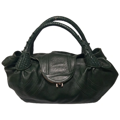 Pre-owned Fendi Green Leather Handbags