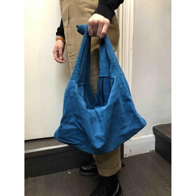 Pre-owned Bottega Veneta Blue Suede Handbag