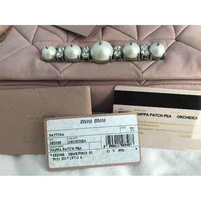 Pre-owned Miu Miu Miu Crystal Leather Clutch Bag In Pink