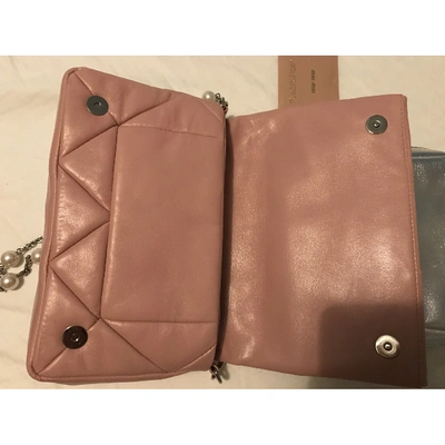 Pre-owned Miu Miu Miu Crystal Leather Clutch Bag In Pink