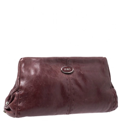 Pre-owned Tod's Burgundy Leather Clutch Bag
