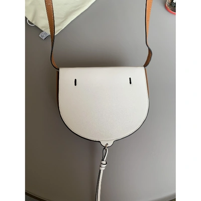 Pre-owned Loewe Heel Leather Crossbody Bag In White