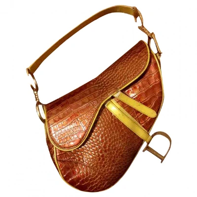 Pre-owned Dior Saddle Burgundy Patent Leather Handbag