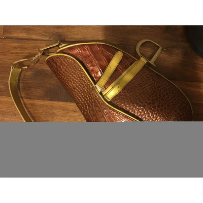Pre-owned Dior Saddle Burgundy Patent Leather Handbag