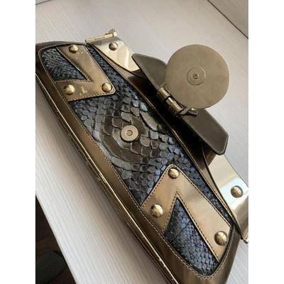 Pre-owned Versace Gold Python Handbag