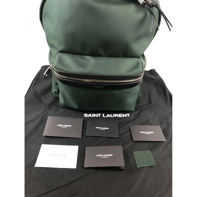 Pre-owned Saint Laurent Cloth Backpack In Green