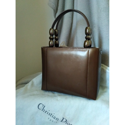 Pre-owned Dior Lady Perla Brown Leather Handbag