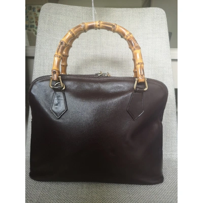 Pre-owned Gucci Bamboo Brown Leather Handbag