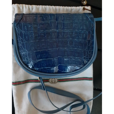 Pre-owned Gucci Blue Crocodile Handbag